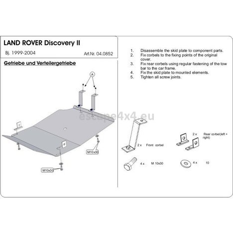 Steel Transmission And Auxiliery Gearbox Skid Plate Land Rover Discovery II